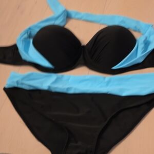 Black & Light Blue Two-Piece Women's Swim Bikini